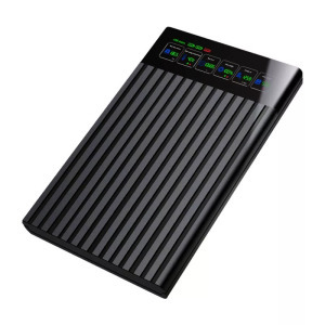 Külső merevlemez ház, 2.5" SATA HDD, LCD, USB 3.2, max 4TB SSD/HDD, fekete