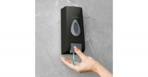 Szappanadagoló - kézzel működtethető - 350 ml - fali - fekete