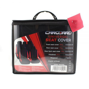 Carguard autós üléshuzat szett - piros / fekete - 9 db-os