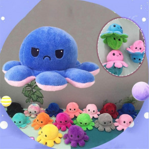 Hangulat plüss, kifordítható hangulat polip lila-zöld