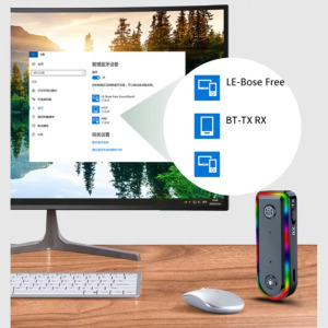 Bluetooth v5.3 transzmitter, RX/TX jelátvitel, mikrofon, multifunkciós, RGB