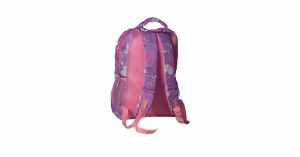 Nagyméretű hátizsák, iskolatáska, 4 cipzáras rekesz, lila, nyuszis minta