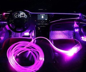 Műszerfal LED csík, autós dekor szalag pink