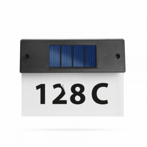 Szolár házszámfény - átlátszó plexi - hidegfehér led - 18 x 20 cm