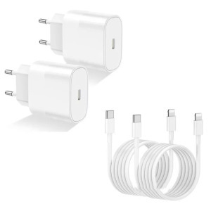 2 db USB-C 20 W fali telefon töltő adapter és 2 db 2 méteres (USB-C) to (Lightning) kábel