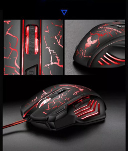 Vezetékes gamer egér, 1200-4800dpi, RGB háttérvilágítás, fekete