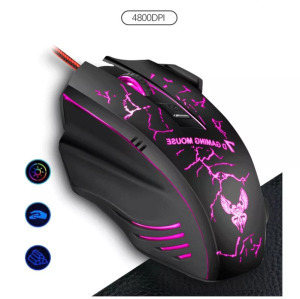 Vezetékes gamer egér, 1200-4800dpi, RGB háttérvilágítás, fekete