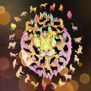 Fa puzzle oroszlán