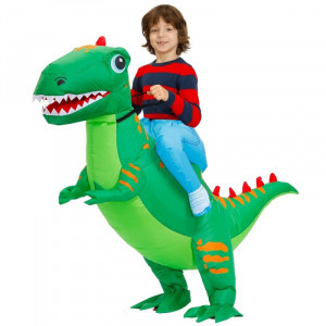Felfújhatós gyermek jelmez zöld T-rex