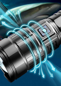 Ultra fényes zseblámpa, 20W, 15000 mAh, Type C töltés