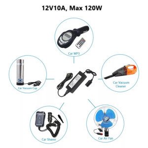 Hálózati szivargyújtós átalakító adapter, AC 230V, DC 12V/10A/120W, 2.2m