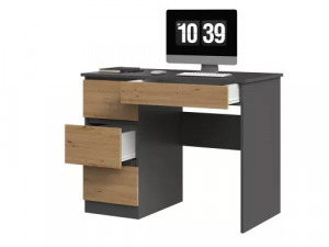 Riano MIX Mijas íróasztal bal oldali tárolókkal, 98x76x51 cm, antracit-tölgy