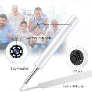 Wifis kamerás fültisztító, 6 leddel