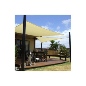 Napvitorla - árnyékoló teraszra, erkélyre és kertbe háromszög alakú 3x3x3 m bézs színben - polyester (vízálló)