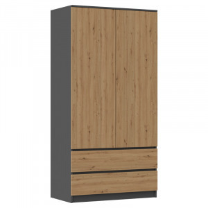 Riano MIX SS-90 gardróbszekrény, 90x180x50 cm, antracit-tölgy