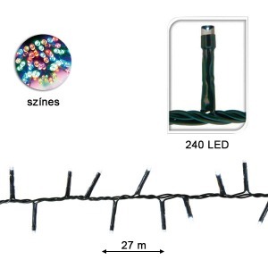 240 LED-es karácsonyi fényfüzér - színes