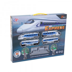 Expressz kisvasút - vasútállomással, sorompóval - elemes - 5 pálya