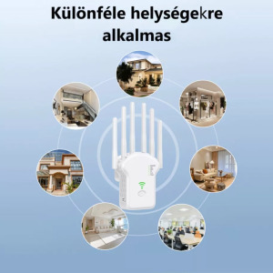 Wi-Fi WLAN jelerősítő Repeater, 2.4/5GHz, LAN/WAN Ethernet port, WPS, fehér