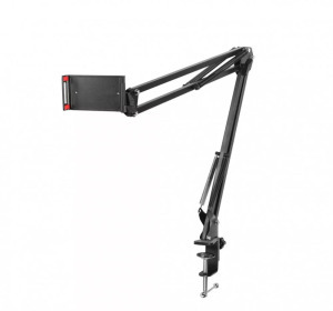 Univerzális Tablet, Okostelefontartó, rugós, hajlítható karokkal, fekete