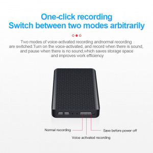 Profi diktafon felvevő VOX - 290 óra felvétel 12 napos készenléti idővel