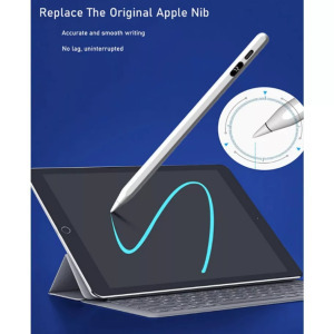 Érintőceruza, tölthető, Android/iPhone, telefon/tablet, LED kijelző, fehér