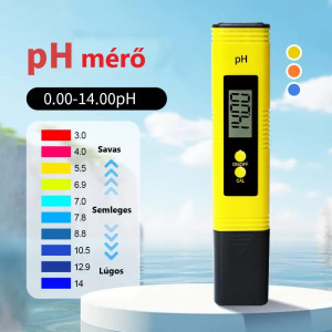 Digitális pH mérő, pH 0-14, akváriumhoz, úszómedencéhez, víztartályokhoz