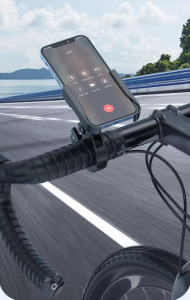 Kerékpáros telefontartó SK19, kormányra rögzíthető, 360°-ban forgatható, fekete