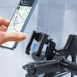 Kerékpáros telefontartó SK19, kormányra rögzíthető, 360°-ban forgatható, fekete