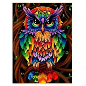 5D Gyémánt hímzés - 25x35 cm - bagoly