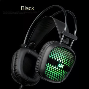 Gamer fejhallgató, USB + 2db 3,5mm jack, zajszűrő, RGB világítás, fekete