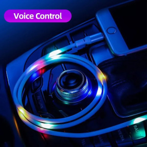 Adat- és töltőkábel DC09, MicroUSB/USB, villogó fénnyel, 2A, 1 méter, fehér