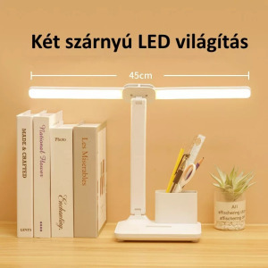 Asztali LED lámpa, toll-, mobiltartó, állítható fényerő, színhőmérséklet