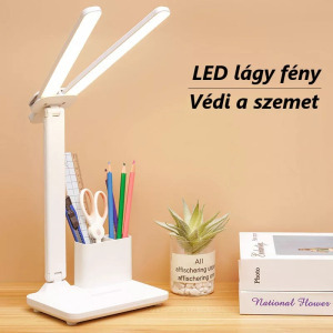 Asztali LED lámpa, toll-, mobiltartó, állítható fényerő, színhőmérséklet