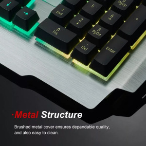 Gaming vezetékes nemzetközi billentyűzet, A543, RGB világítás, USB, ezüst