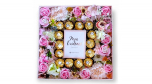 Boxenjoy - kocka desszert doboz - szappanrózsa, Ferrero rocher és Mon evidence - eau de parfum 50 ml