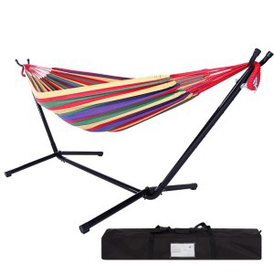 2 személyes függőágy tartóállvánnyal, piros