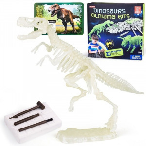 Dínó csontváz foszforeszkáló építő szett T-rex