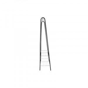 Álló, fém ruhafogas, kabát akasztó állvány, 2 db polccal cipőknek