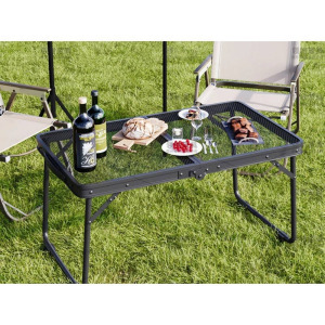 Szétnyitható fém kempingasztal tároló táskával