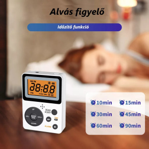 Hordozható FM/AM rádiómagnó, LCD kijelző, ébresztő, időzítő, sztereó, fehér