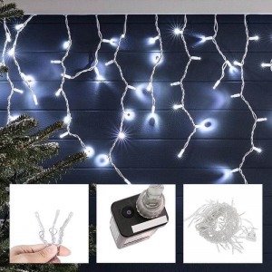 LED-es jégcsap fényfüggöny, hidegfehér 690 Led