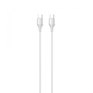 Adat- és töltőkábel, USB-C/USB-C, 65W gyorstöltés, 1 méter, fehér