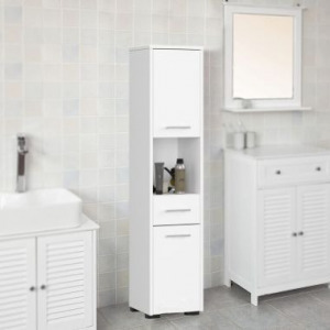 1 fiókos 2szekrényes fürdőszobai szekrény, fehér, 30x85x30