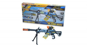 Letámasztható, hordozható, villogó, mozgó, élethű játék gépfegyver