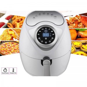 Elite 3,6 L-es Air Fryer + receptkönyv, 1600W olaj nélküli forró levegős fritőz digitális kijelzővel - fehér
