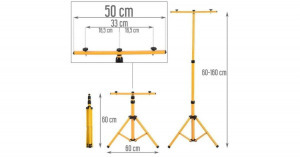 Három lábú állványos munkalámpa 2x100w reflektorral