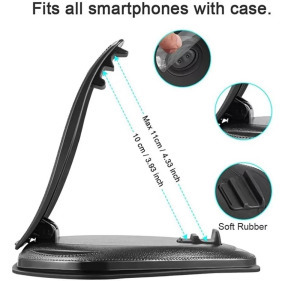 Autós mobiltelefontartó műszerfalra, vízszintes felületre tapasztható talp