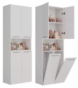 Drohmo 2K DK fürdőszoba szekrény, 60x174x30 cm, fehér