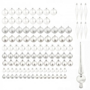 112 részes karácsonyfadísz, ezüst