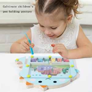 Fából készült dinoszaurusz mágneses gyöngy labirintus